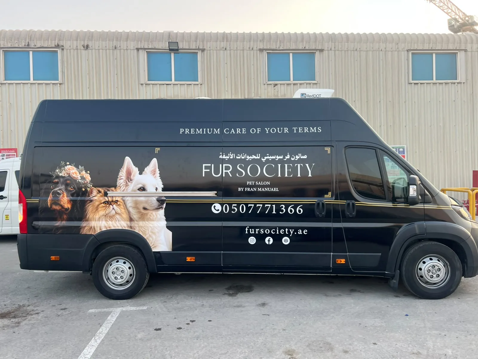 FUR Society van — side wrap with the pets artwork