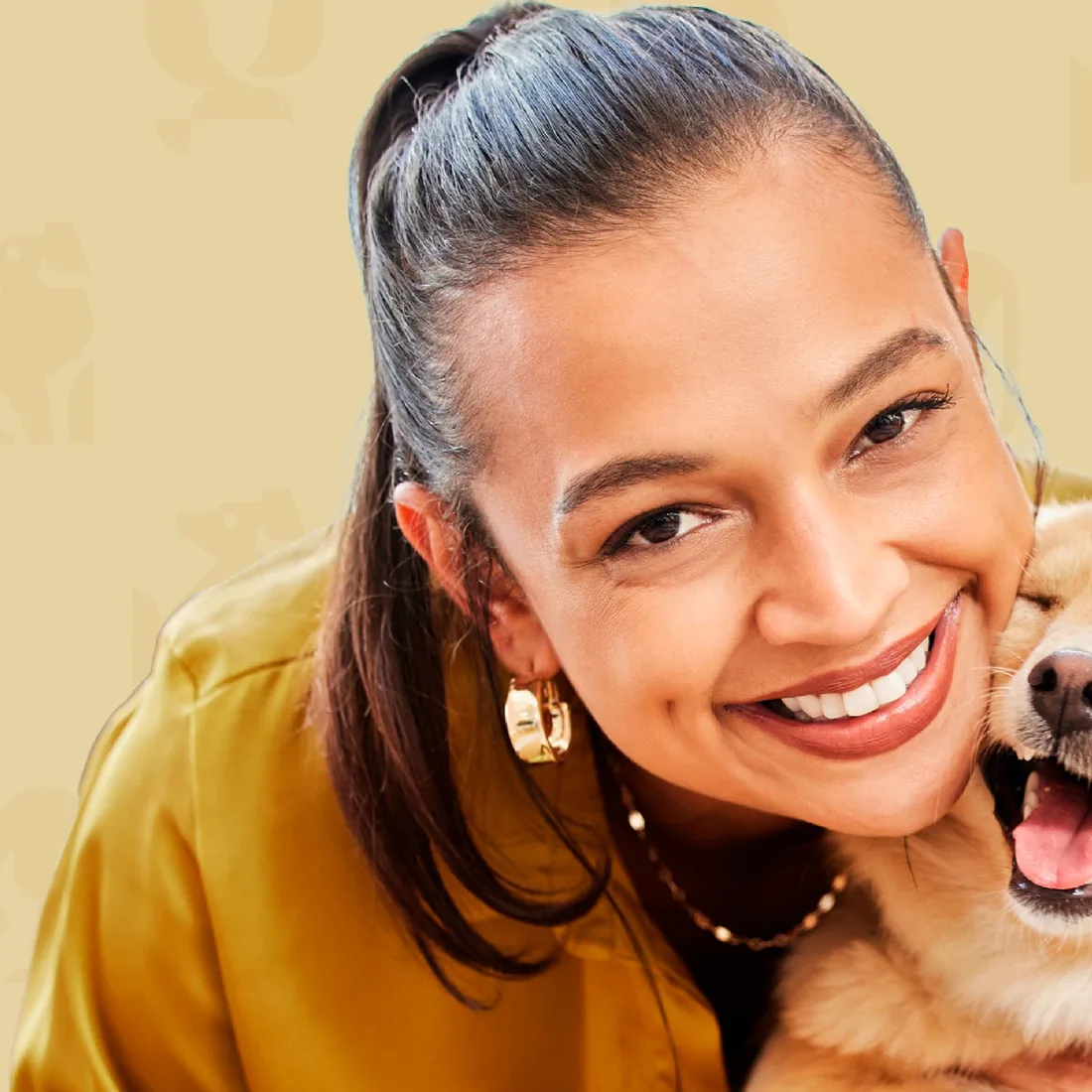 Happy client with her groomed dog